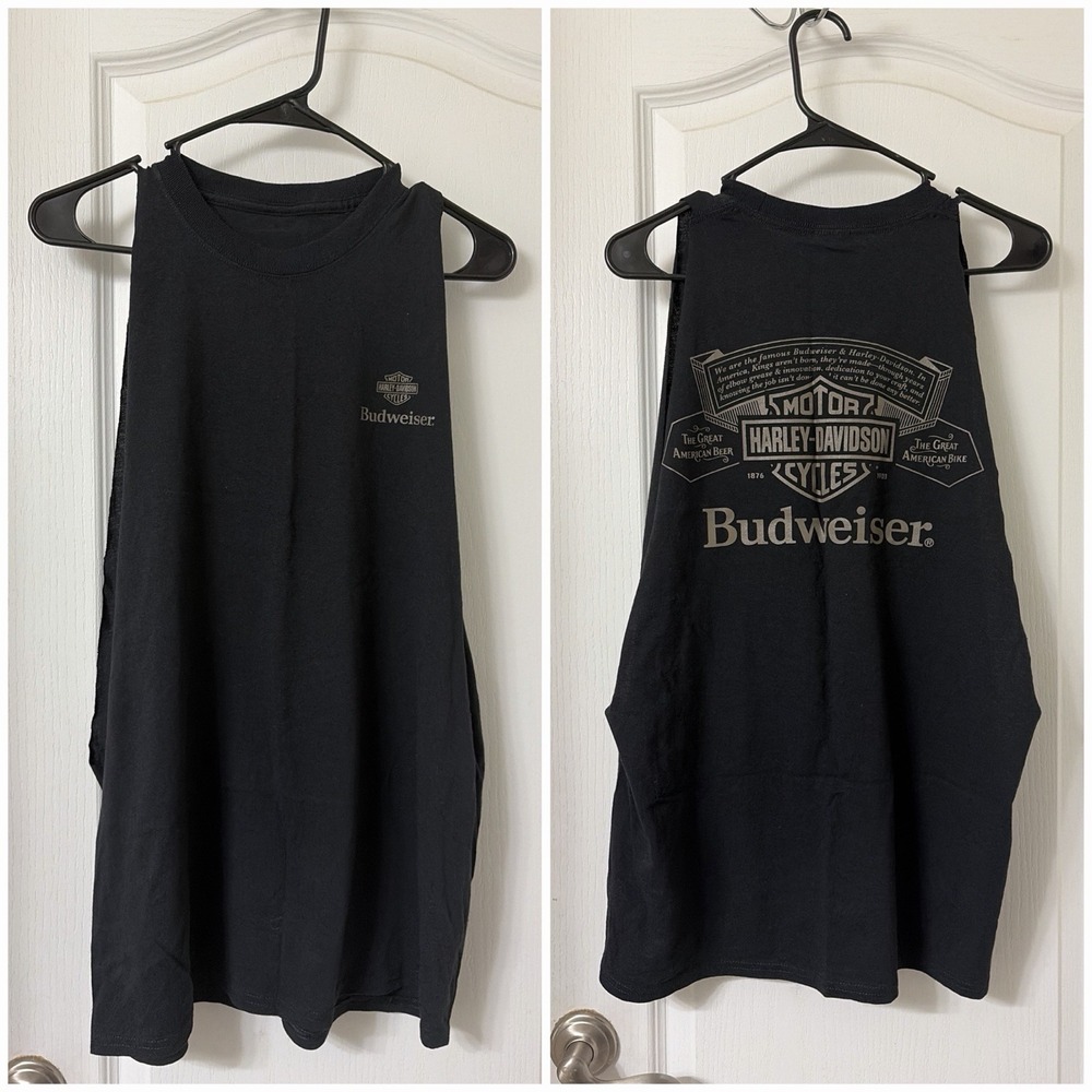 Harley-Davidson Budweiser Black Cut Off Sleeves T-Shirt